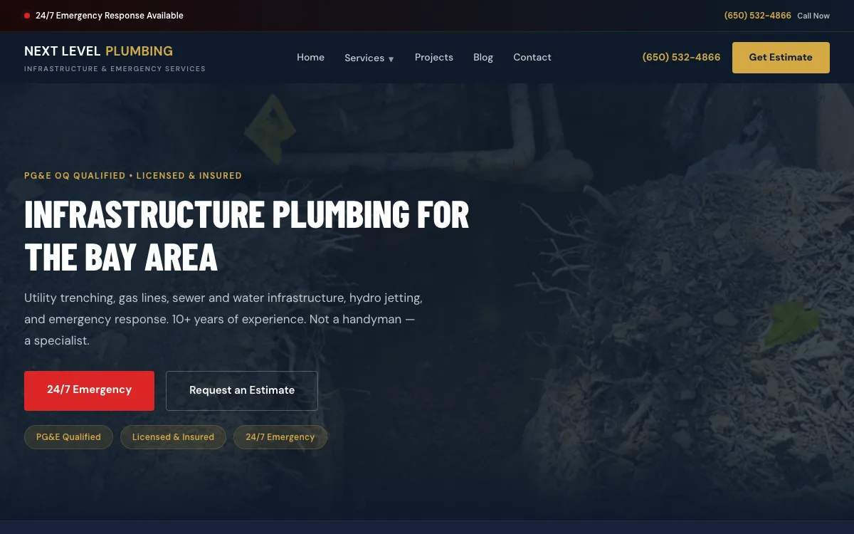 Plumbing Services Company website built by Ramp Up Digital