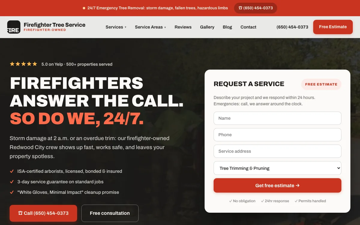 Tree Care & Landscaping Company website built by Ramp Up Digital