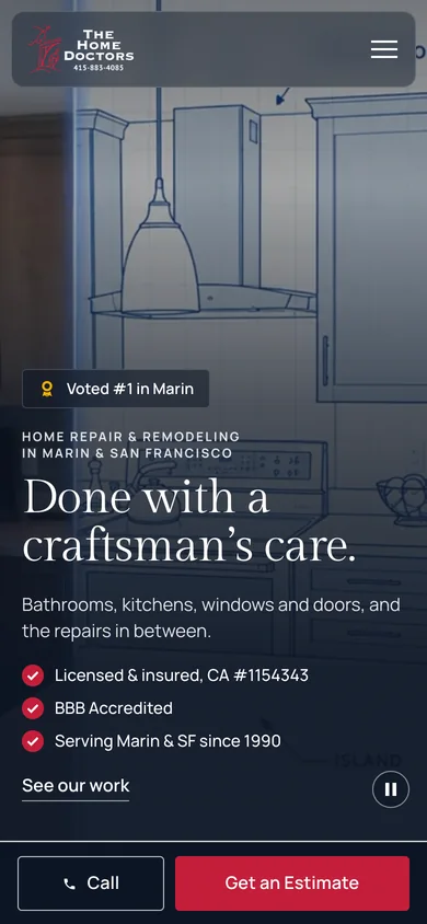The Home Doctors website on a phone